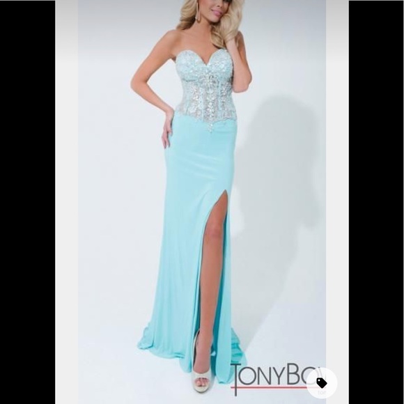 NWT Tony Bowls Strapless Corset Pageant Evening Gown - Picture 1 of 13
